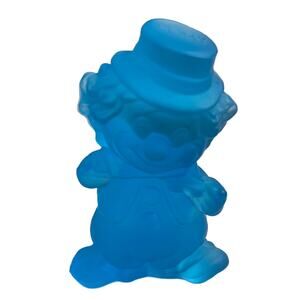 VTG Mosser The Music Fiddler PERKY Frosted Blue Glass Clown Figurine 3.75" Tall